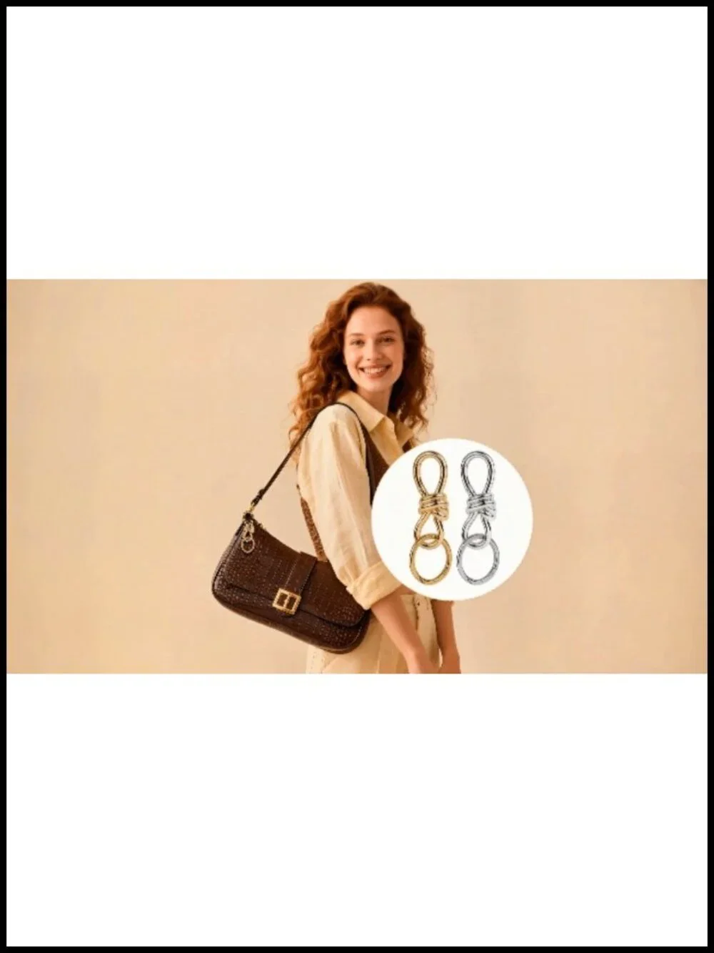 2pk Alloy Bag Charm Keychain Vintage D-Ring Hook